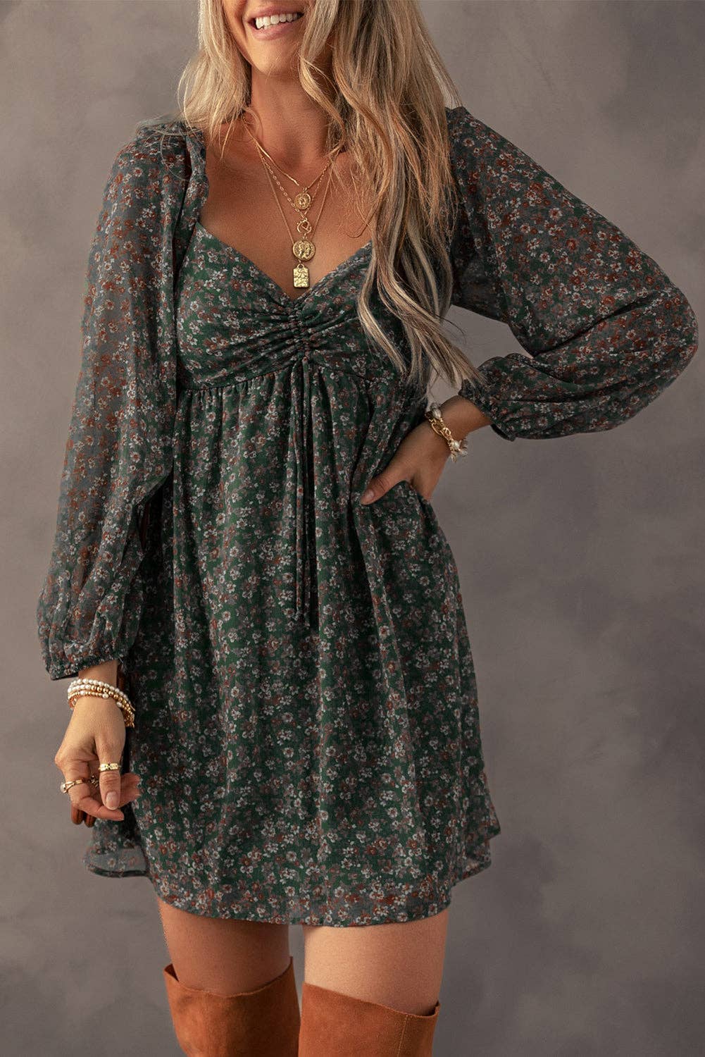Willow Floral Puff Sleeve Baby Doll Dress