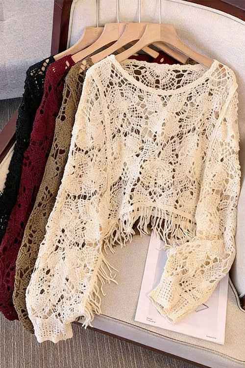 Daisy Daydream Crochet Top in Brown
