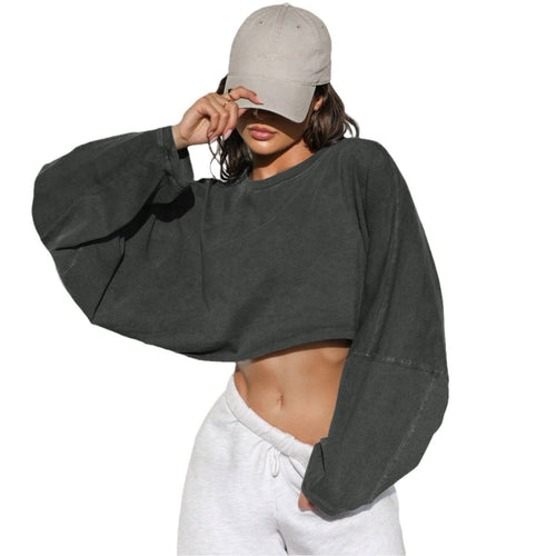 Cloud Cropped Sweatshirt-washed Charcoal