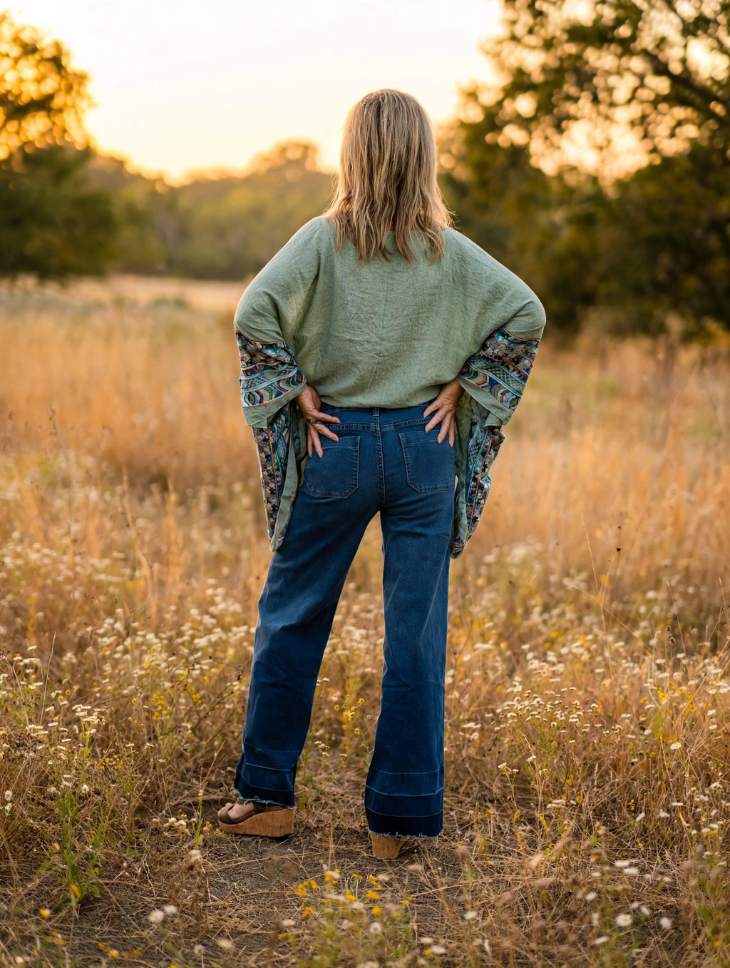The Venice Wide-leg Flare Jeans-Vintage washed