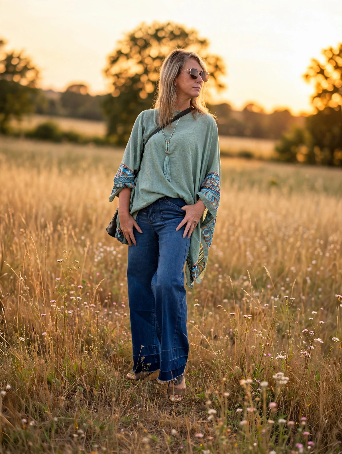 The Venice Wide-leg Flare Jeans-Vintage washed